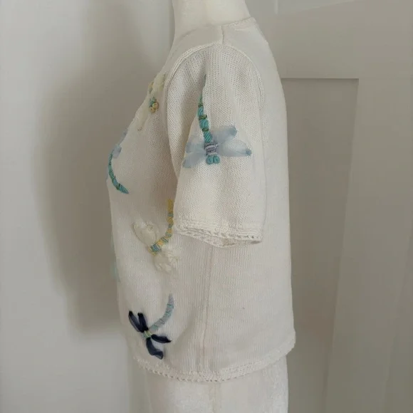 Bedford Fair Petite XS Dragonfly Embellished Cardigan Sweater Button Up *H28 - Picture 2 of 4